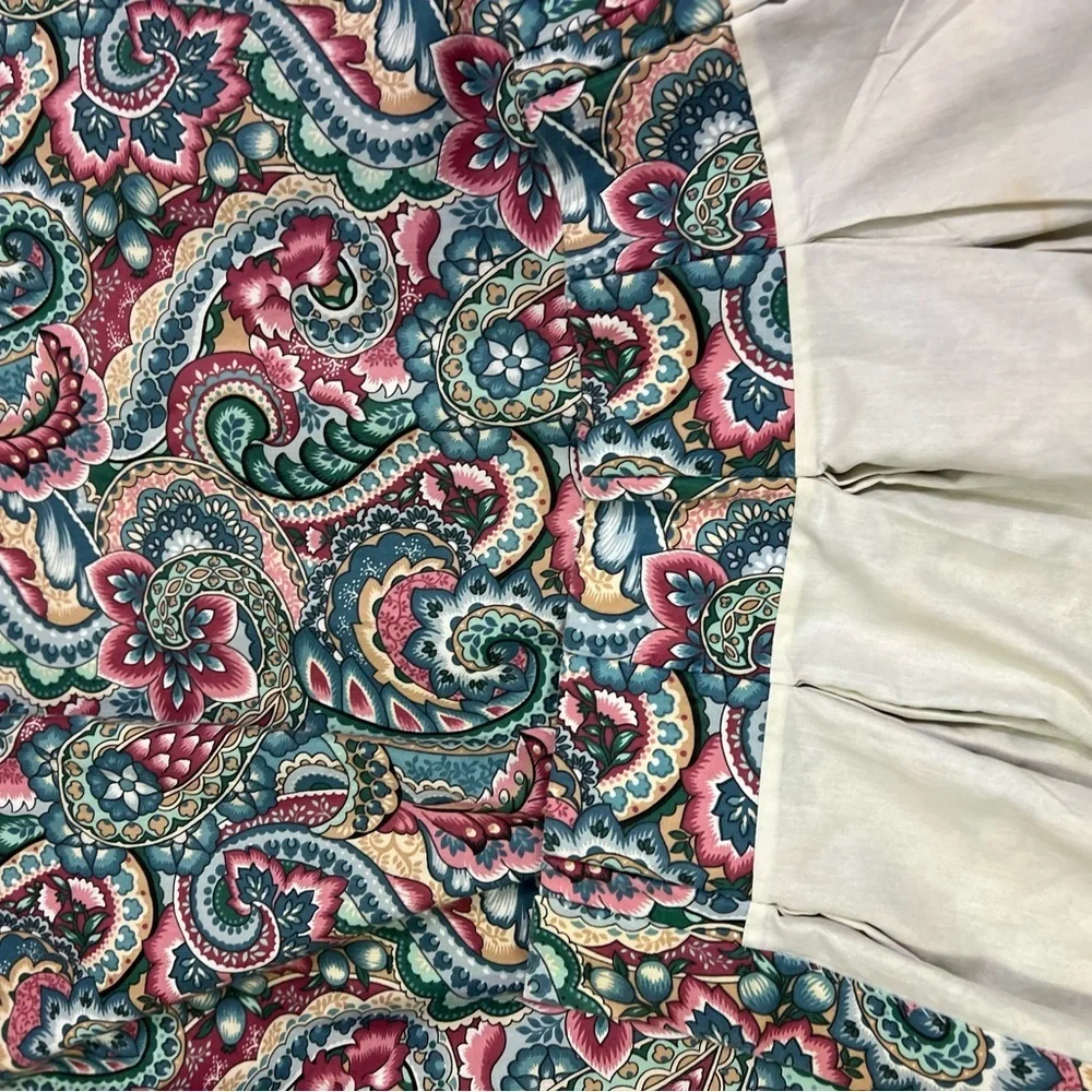 2 Paisley Floral Lined Curtain Panels Pink Blue Pinch Pleat 82” Long